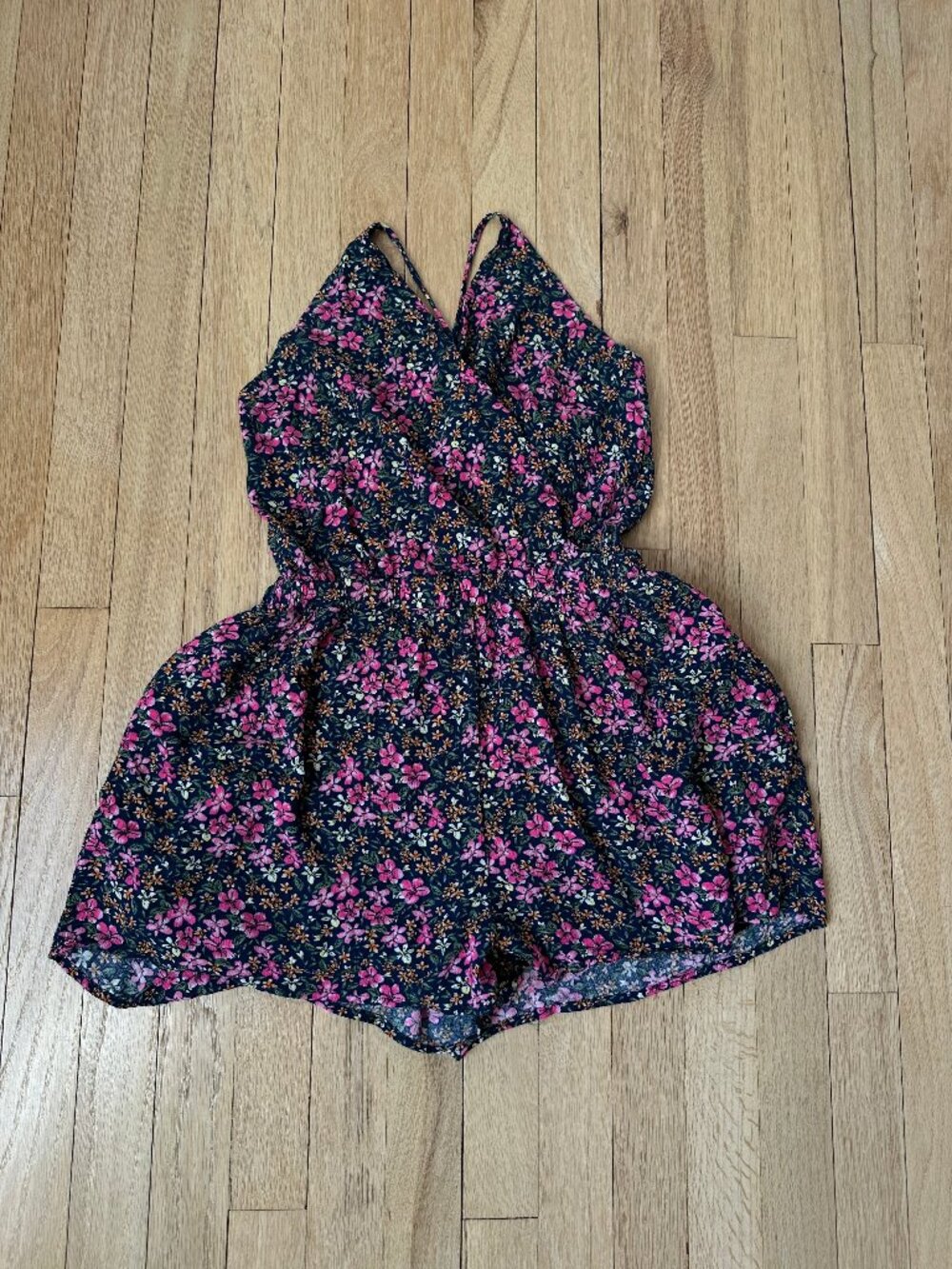 Navy Blue Floral Print Backless Romper from Lulus